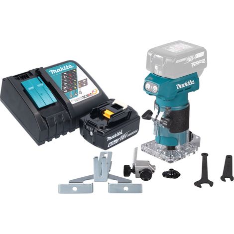 Fresatrice per bordi a batteria Makita DRT 52 RG1 18 V 6 mm senza spazzole + 1x batteria ricaricabile 6,0 Ah + caricabatterie