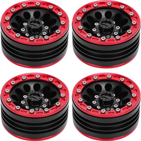 pezzi Mozzi ruota metallici universali Accessori per auto RC Adatto per RC Crawler 1/10 1,9 pollici Rosso + Nero