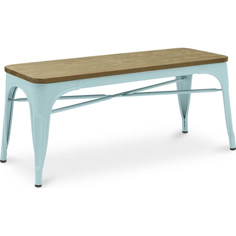 Bench - Industrial Design - Wood and Metal - Stylix Light blue (1/5)