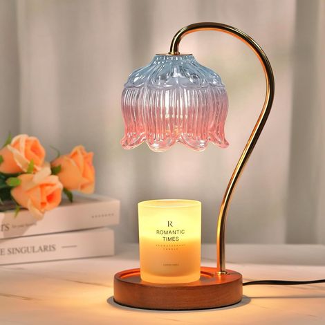 Lampe Chauffe Bougie, avec Minuterie et Variateur,Réglable en Hauteur,Candle Warmer Lamp pour Bougies Parfumées en Verre,Maison,Chambre,Bleu et rose (1/5)