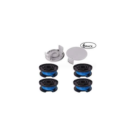 6 Pièces Bobine de Rechange pour Débroussailleuse,Compatible Avec Ryobi One + AC14RL3A-18V 24V 40V,Coupe-fil Sans Fil Line 11ft,4 Bobines + 2 Capuchons de Coupe (1/5)