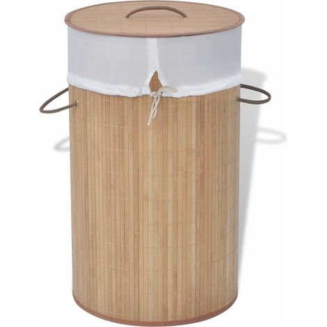 vidaXL Cesto de la ropa de bambú redondo color natural (1/5)