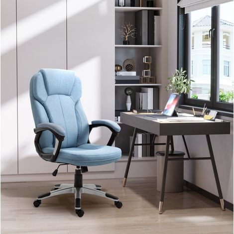 Sedia da ufficio ergonomica regolabile in altezza in lino azzurro 66 x 75 x 110-120 cm HAVRYA (1/5)