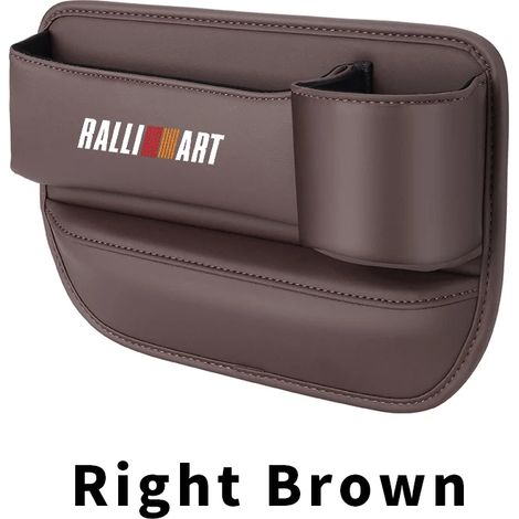 Boîte de rangement pour l'espace entre les sièges (marron droit) pour Ralliart Mitsubishi Lancer 9 10 ASX Outlander Pajero Mirage - Accessoires intérieurs en cuir (1/5)
