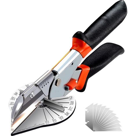 1 - Ciseaux À Onglets - Cisaille Multifonction - Coupe 45°-135° Pour PVC Et Bois Tendre - Poignée Ergonomique - Argent - 20x8cm (1/5)