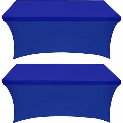 Housse pour mobilier de jardin Lot de 2 nappes extensibles en élasthanne [6 pieds bleu] – Housse de table rectangulaire extensible, lavable et infroissable pour événement, mariage, banquet et fêtes (1/5)