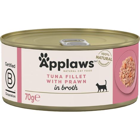 Applaws Premium Cibo Umido per Gatti Adulti 100% Naturale Tonno e Gamberetti 24x70g (1/4)
