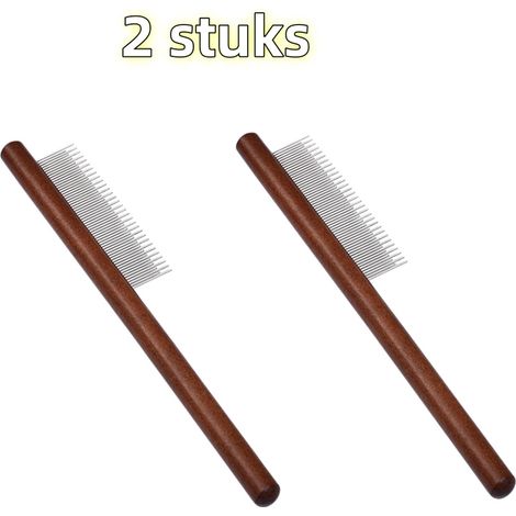 Peigne double face en bois avec plusieurs dents pour éliminer les puces des chiens et chats, dimensions 20 x 2,6 cm, couleur marron (1/5)