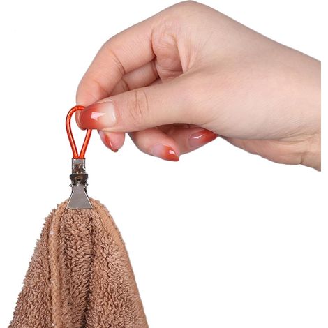 10 Stück Handtuchclips, Haken, Küchenbefestigungen, mehrfarbige Geschirrtuchclips, hängende Küchenclips aus Metall, für Küche, Schränke und Badezimmer (5 Farben)