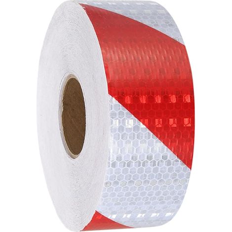 Bande réfléchissante – Ruban adhésif de sécurité et d'avertissement à motif sergé, rouge et blanc – Pour voitures, camions et remorques 5cm25m (1/5)