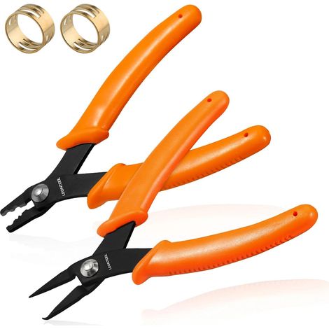 Pince à anneau fendu avec pince à sertir et ouvre-anneau de saut Outil de doigt 5" pour anneaux fendus, porte-clés et pêche, outil de sertissage de perles pour perles et tubes de 2 mm et 3 mm (1/5)