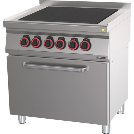 Fourneau électrique professionnel - 4 plaques coup de feu - Four ventilé GN 1/1 - 80cm - Casselin