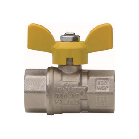 VALVOLA A SFERA PER GAS A PASSAGGIO TOTALE FIL FF CON FARFALLA 1/2" DN 15 RB