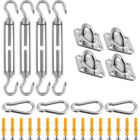 M5 Tendeur Cable Acier Inoxydable, 44Pcs Kit de Fixation pour auvent de Jardin, Tendeur Fil Crochet Et Crochet, Réglable Polyvalent Tendeur Ridoir pour Pare-Soleil, Séchage des Vêtements, Tente (1/5)
