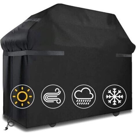 [JAMAIS UTILISÉ]Housses de barbecue Housse de barbecue étanche Coupe-vent, indéchirable Housse de barbecue avec sangles et sac de rangement (145 x 61 x 117 cm) (1/5)
