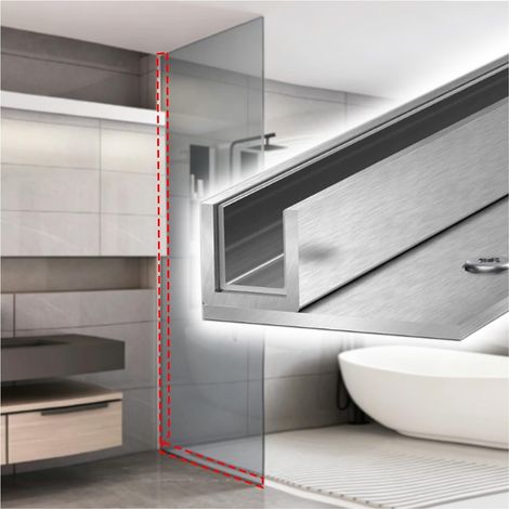 Profilé en F acier inoxydable pour paroi de douche verre 24, 48 (1/5)