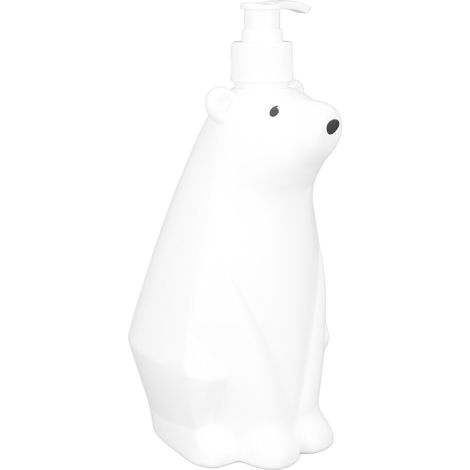 Distributeur de shampoing blanc style ours pompe durable PP PE bouteilles de douche usage large salle de bain WC L(23,4x29,5cm) (1/5)