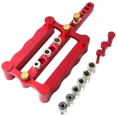 Kit de gabarit de perçage pour le travail du bois - 6/8/10 mm - Outil de menuiserie (rouge) (1/5)