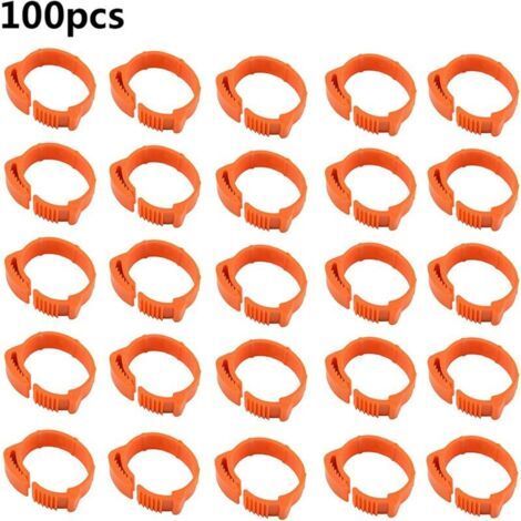 100PCS Bird Ring Foot Rings Hen Ring,001-100 Numbered Bird Leg Bands,Adjustable Hen Leg Ring for Identifying Birds Chicken Duck Poultry (Orange,Interior) (1/4)