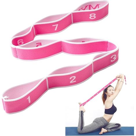 2 bande élastique pour le sport, accessoires de gymnastique, ceinture de yoga pour étirement, équipement de fitness, bande élastique extensible, ceinture auxiliaire extensible (rose rose)