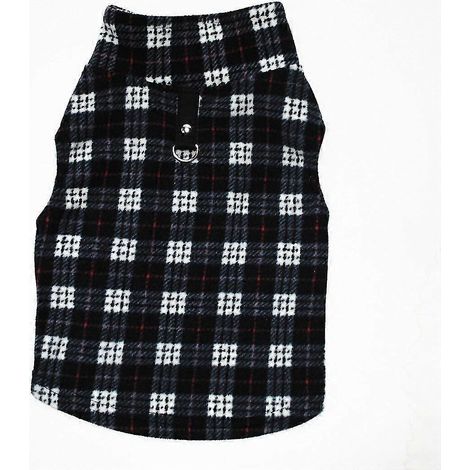 Ropa cálida de forro polar para perros, abrigo tipo chaleco grueso para otoño e invierno, para perros pequeños y medianos, camiseta, chaqueta a cuadros con anillo de tracción 12 (1/5)