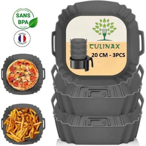 CulinaX® – 3-teiliges Silikon-Heißluftfritteusen-Formen-Set, wiederverwendbares Silikon-Backpapier für Heißluftfritteusen (1/4)