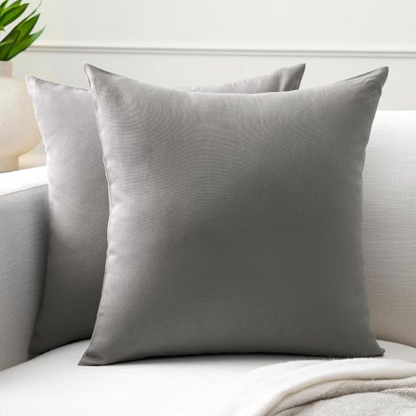 Fundas de almohada decorativas de algodón de 60x60cm, color gris, 2 unidades.