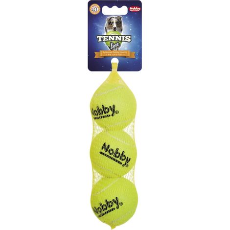 Nobby – Balles de tennis pour chien, taille M, Ø 6,5 cm – Lot de 3 en filet