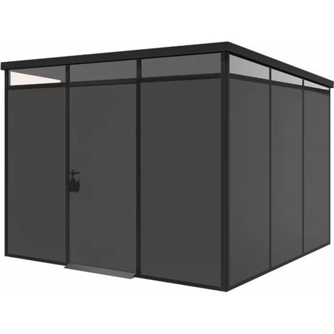 casetta da giardino prefabbricata in pvc e alluminio artplast "modulare" nero e grigio 3x3 mt (1/3)