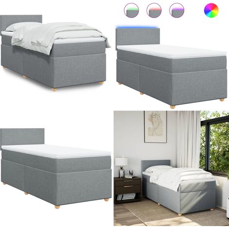 Boxspringbett mit Matratze Hellgrau 90x190 cm Stoff - Boxspringbett - Doppelbett - Liegefläche 90x190 Cm - Bettenrahmen - Kopfteil - Home & Living (1/5)
