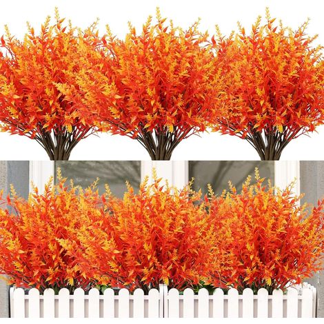 Lot de 16 fleurs d'automne artificielles résistantes aux UV pour jardin, fenêtre, terrasse, Thanksgiving, Halloween, décoration d'intérieur (1/5)