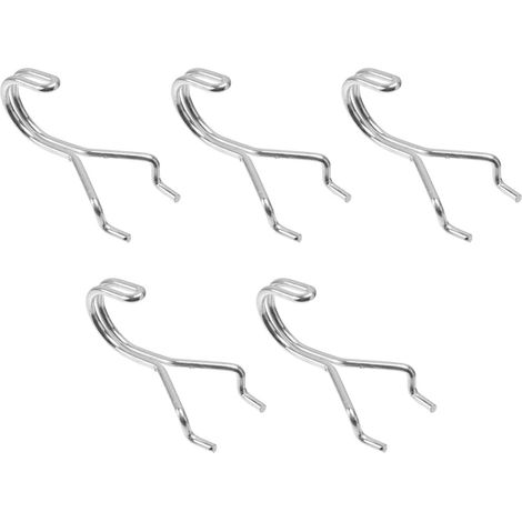 Lot de 5 crochets métalliques pour panneaux perforés, crochets de suspension pour présentoirs, marchandises, vis, étagères de garage (1/5)