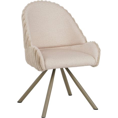 Sessel Kinna, 2 Stühle, gepolstert, Gestellfarbe Creme, Weiß Creme