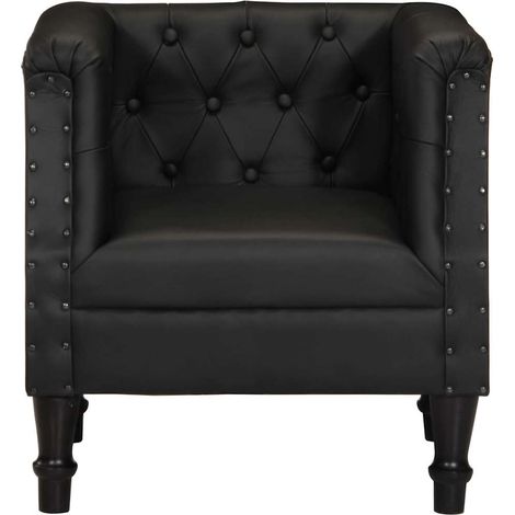 Maison Exclusive - Poltrona Nera in Vera Pelle