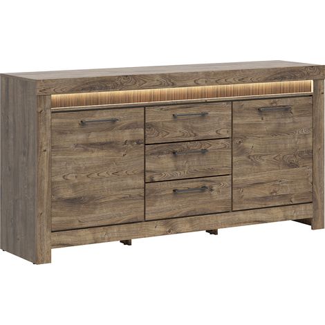 Credenza 2 ante 3 cassetti LED incluso Amaury Legno (1/5)