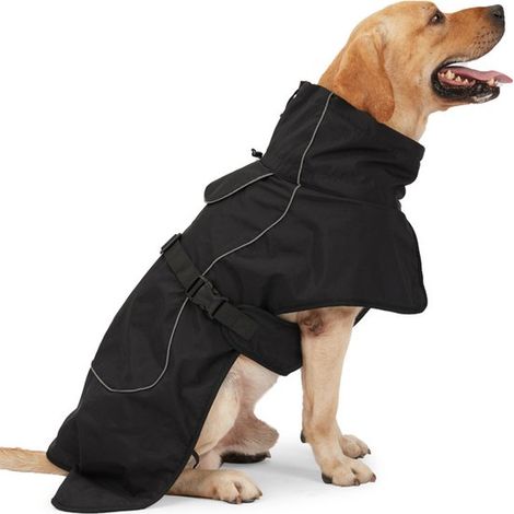 Abrigo para perros - Chaqueta reflectante impermeable para clima frío - Con forro suave - Abrigo cálido para perros - XL - Negro (1/5)