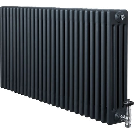 Traditional 4 Column Radiator & Valves - 600 x 1190mm -