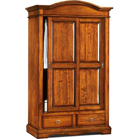 Armadio Legno 2 Ante scorrevoli 2 Cassetti Noce