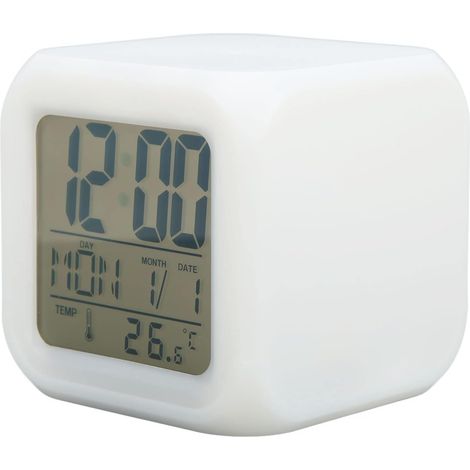 reveil educatif,Réveil numérique pour enfants, horloge de chevet pour enfants avec veilleuse 7 couleurs, détection de température pour tout-petits, enfants garçons et filles, étudiants, 7 enfan