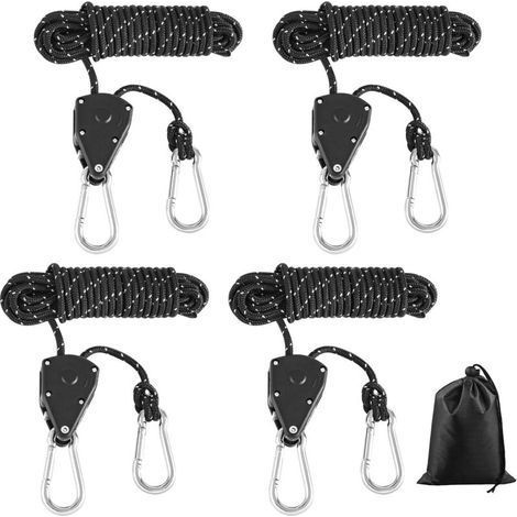 4 Pièces Corde de Tente Réfléchissant Corde de Tente pour Le Camping Corde de Haubanage de Tente avec Ajusteur Cliquet de Corde avec Crochet 4m Ø4mm Cordes de Haubanage Réfléchissantes (1/5)