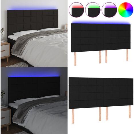 Cabecero con luces LED tela negro 180x5x118/128 cm - Cabecero de cama - Luces LED para cama