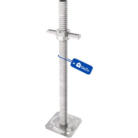 Lot de 8 Vérin d’échafaudage réglable avec tige filetée Ø38 mm – Longueur 1000 mm – Électroplaqué – Plaque de pied robuste pour stabilité et sécurité – GeZu Impex