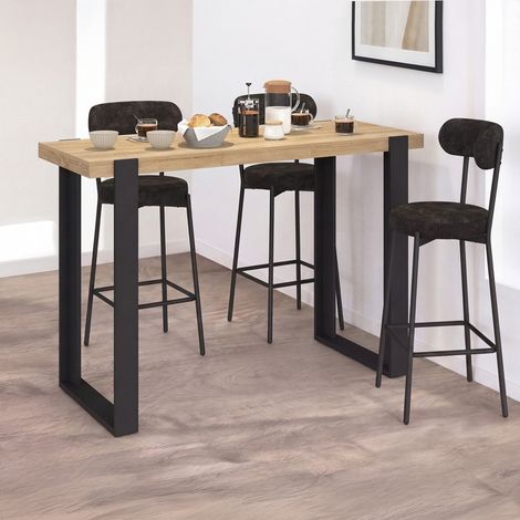 Mesa alta de bar extensible PHOENIX para 2-4 personas, de madera y color negro, 110 - 150 cm (1/5)