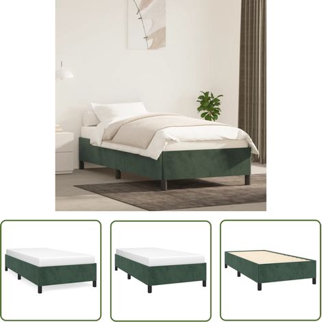 The Living Store Cadre de lit sans matelas vert foncé 80x200 cm velours - Cadre De Lit - Lit Double - Lit Velours - Lit Vert - Meuble Chambre (1/5)