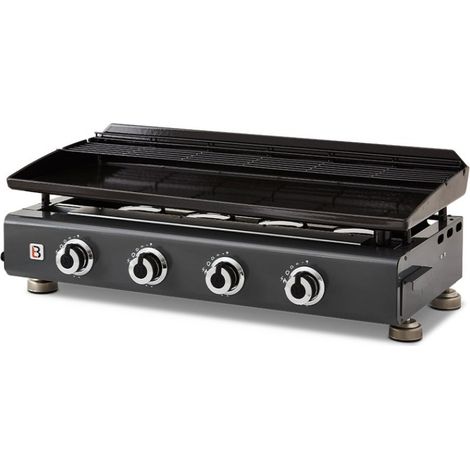 Brasero – Plancha à gaz 4 feux Silvia IIG Gun Metal – Puissance 10 kW – Surface de cuisson 84 x 34 cm – Plaque en acier émaillé 5 mm – Pour jusqu'à 12 convives