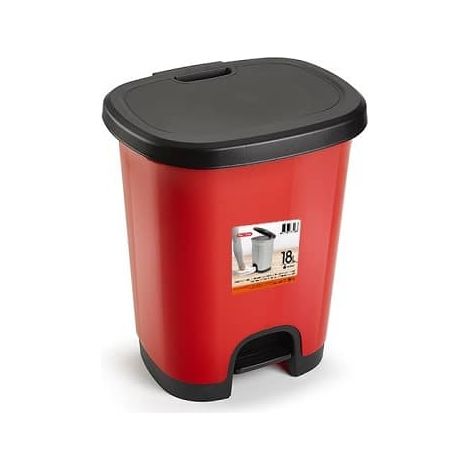 Cubo basura plastico apertura pedal 18 Litros Rojo (1/4)