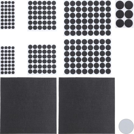 Relaxdays Felt Sliders Pack of 240, 2 Adjustable Felt Panels, Round Furniture Protectors, Various Sizes, Black