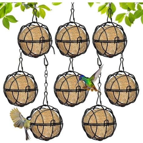 8 Pièces Supports pour Boules de Graisse, Mangeoire à Oiseaux Suspendue à Boule, Bird Feeder avec Crochets en Forme de S, Mangeoires Oiseaux Rond Exterieur, pour Jardins, Balcons, Cours, Jungles (1/4)