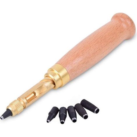 Outil de perforation automatique pour cuir, 6 embouts de 1,5 à 4 mm, pour la couture du cuir et du papier. Perforateur et outil de reliure réglables. (1/5)