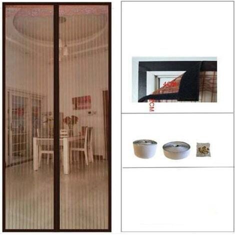 Rideau de porte anti-insectes, moustiquaire magnétique pour porte, 80 x 210 cm (marron) (1/4)